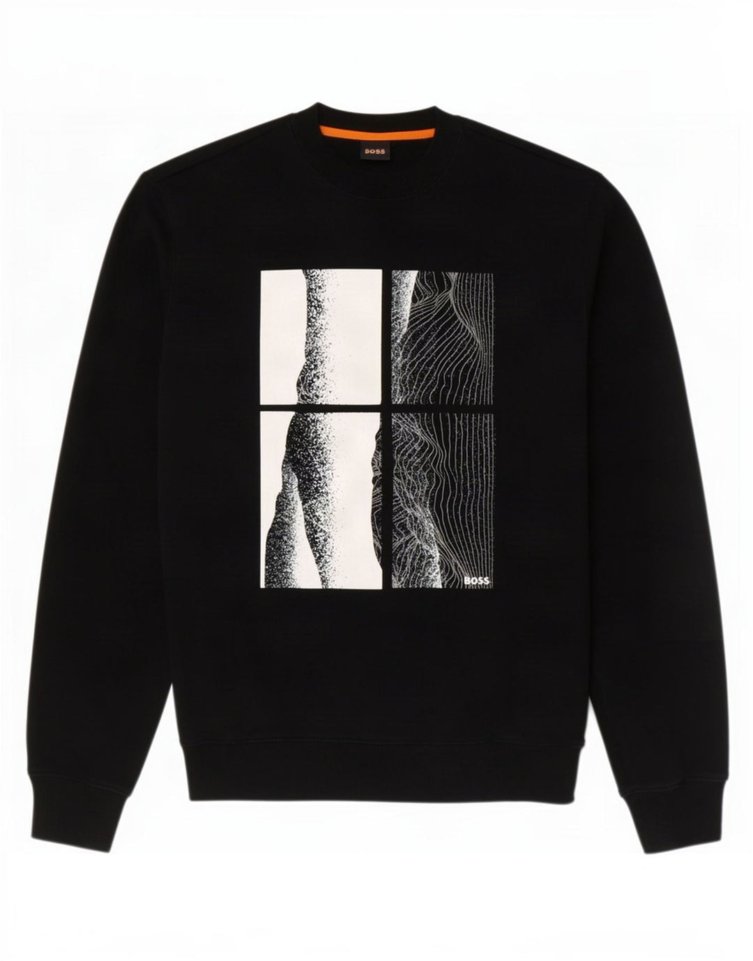 HUGO BOSS Sweat-shirt graphique en coton noir moyen |