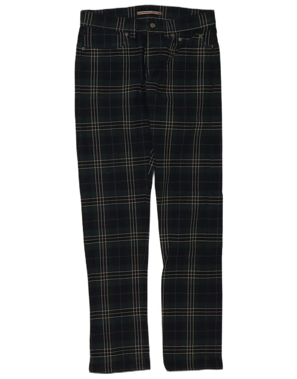 SIVIGLIA Pantalon décontracté droit pour homme W31 L34 Vert à carreaux en coton