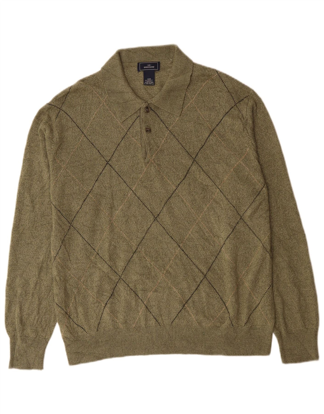 Dockers Pull à col polo pour homme Kaki moyen Argyle/Diamond Acrylique