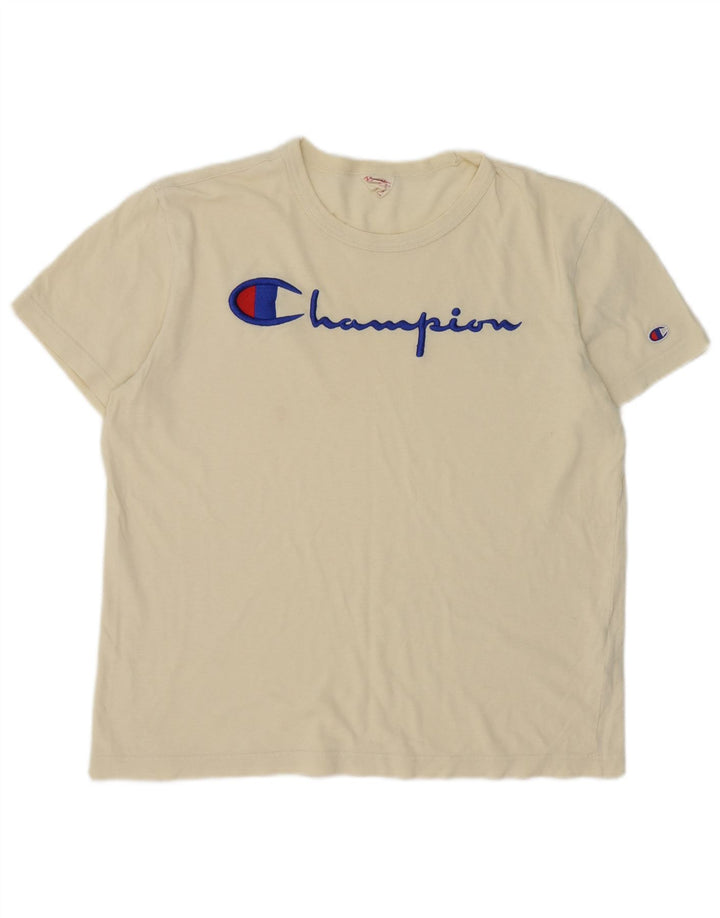 Champion T-Shirt Graphique Homme Blanc Cassé Moyen Coton