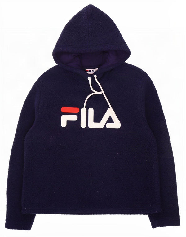 Fila Mens Graphic Hooded Fleece Jumper XL Navy Blue Polyester