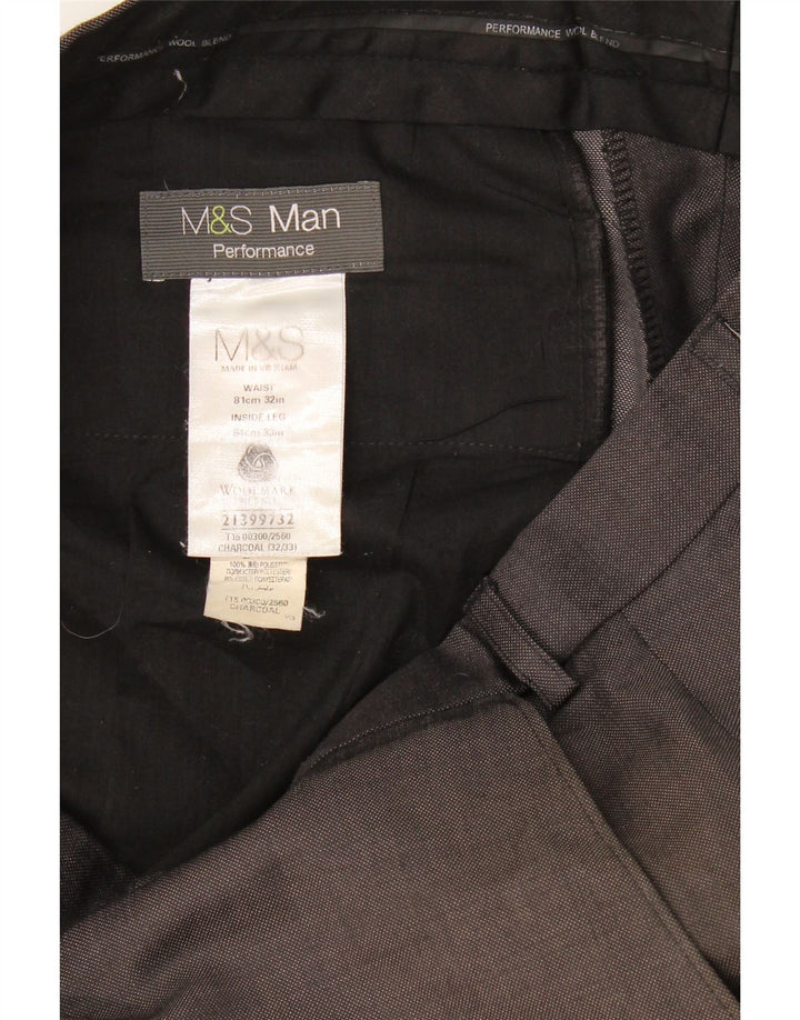 Marks & Spencer Pantalon de Costume Droit Homme W32 L33 Gris Laine