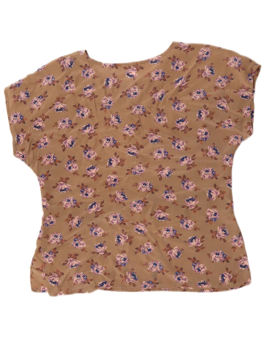 vintage Womens Blouse Top UK 16 Grand Brun Floral