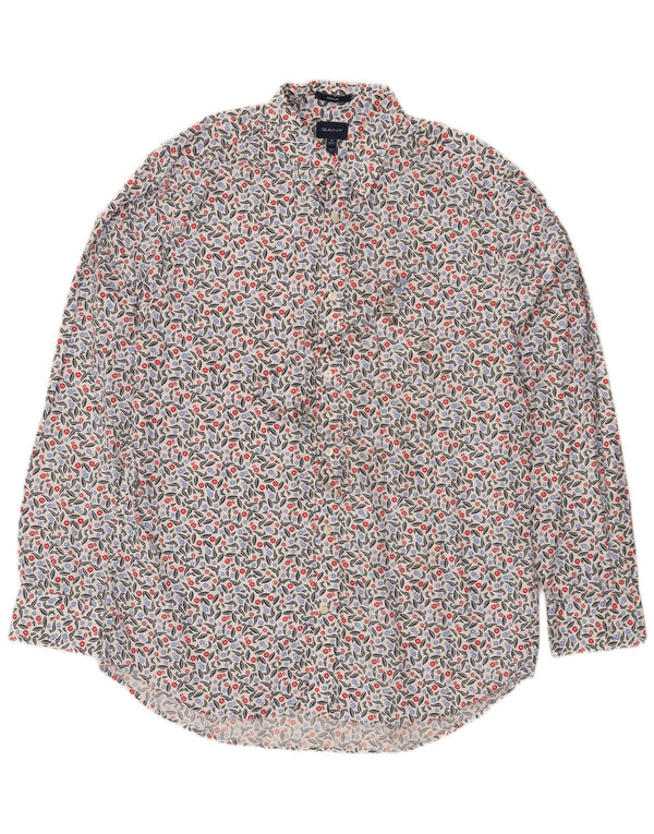 Gant Chemise Regular Fit Homme Taille 43/44 17 1/2 XL Coton Floral Blanc