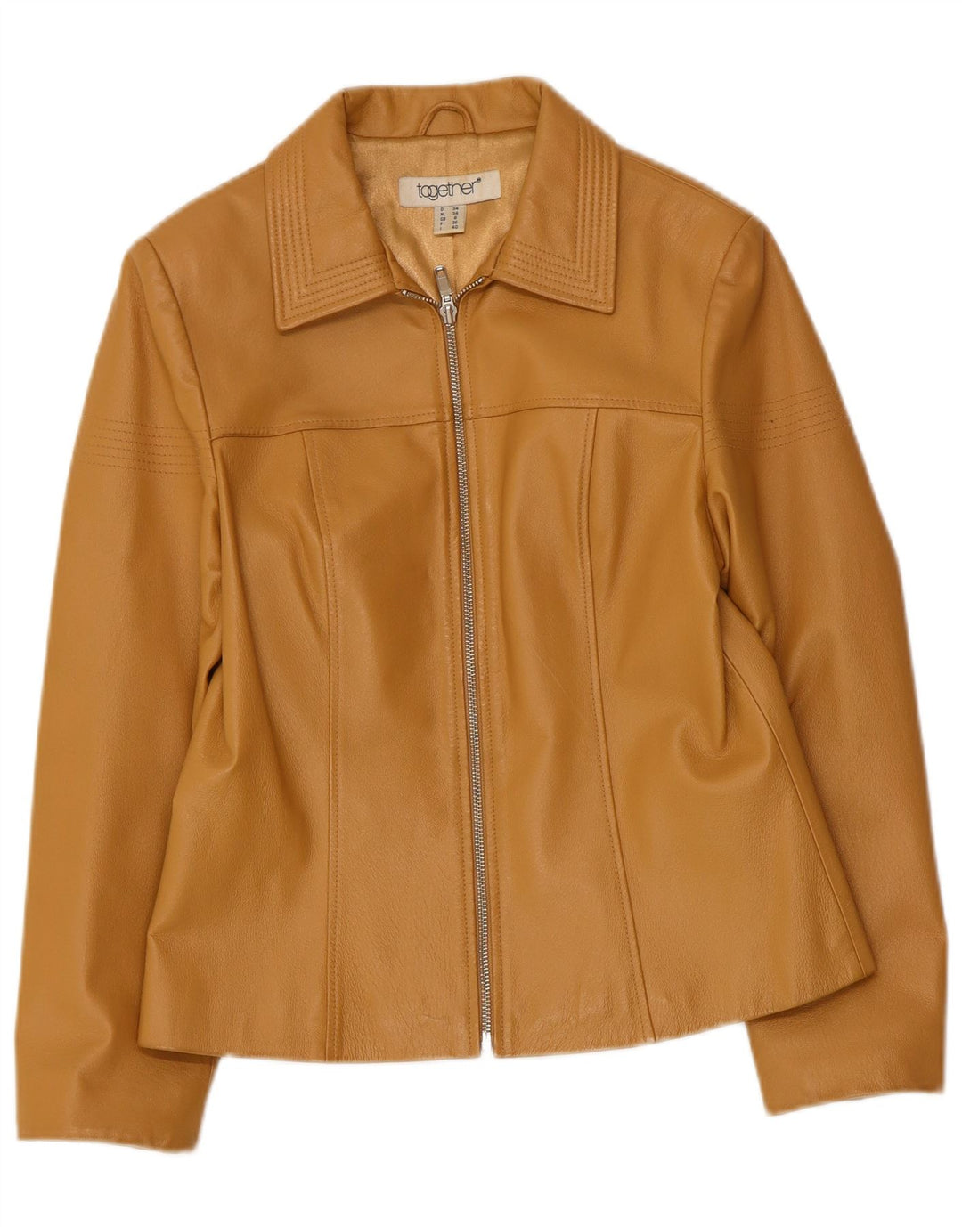 TOGETHER Veste en cuir pour femme UK 8 Petit cuir beige