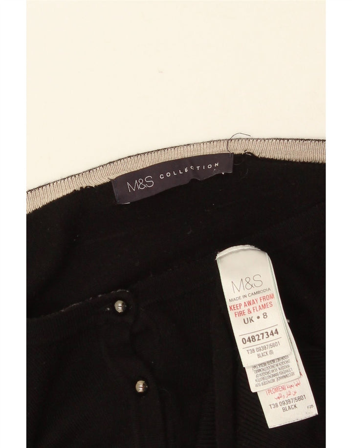 MARKS & SPENCER Pull cardigan court pour femme UK 8 Small Viscose noire