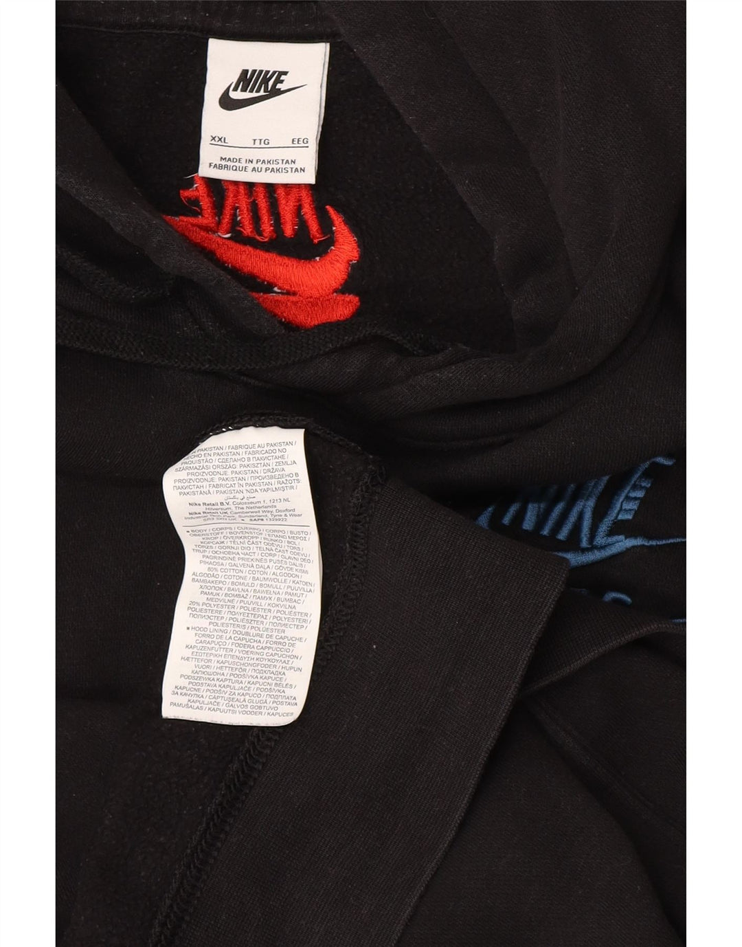 Nike Pull à capuche graphique pour homme 2XL en coton noir
