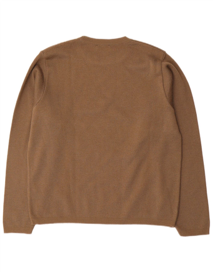 Trussardi Jeans Pull Col Ras Du Cou Laine Marron Moyen Homme