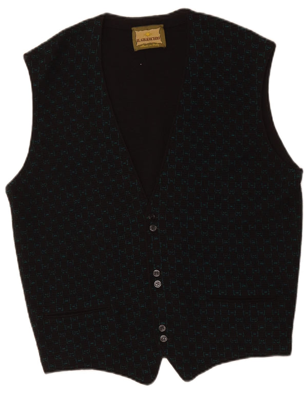Il Granchio Cardigan sans manches pour homme Petit carreaux noirs