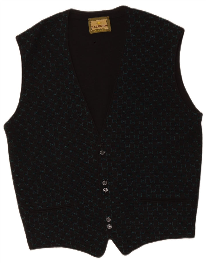 Il Granchio Cardigan sans manches pour homme Petit carreaux noirs