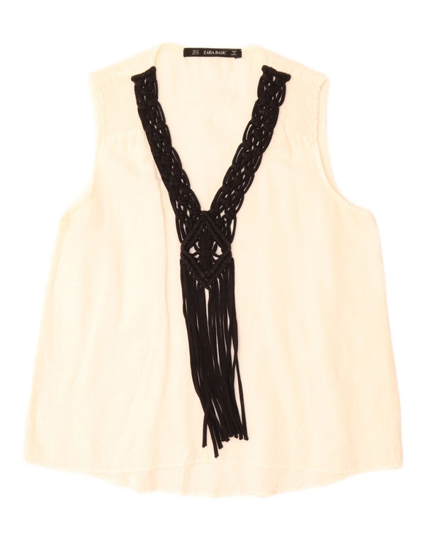 Zara Chemisier sans manches pour femme UK 6 XS Blanc