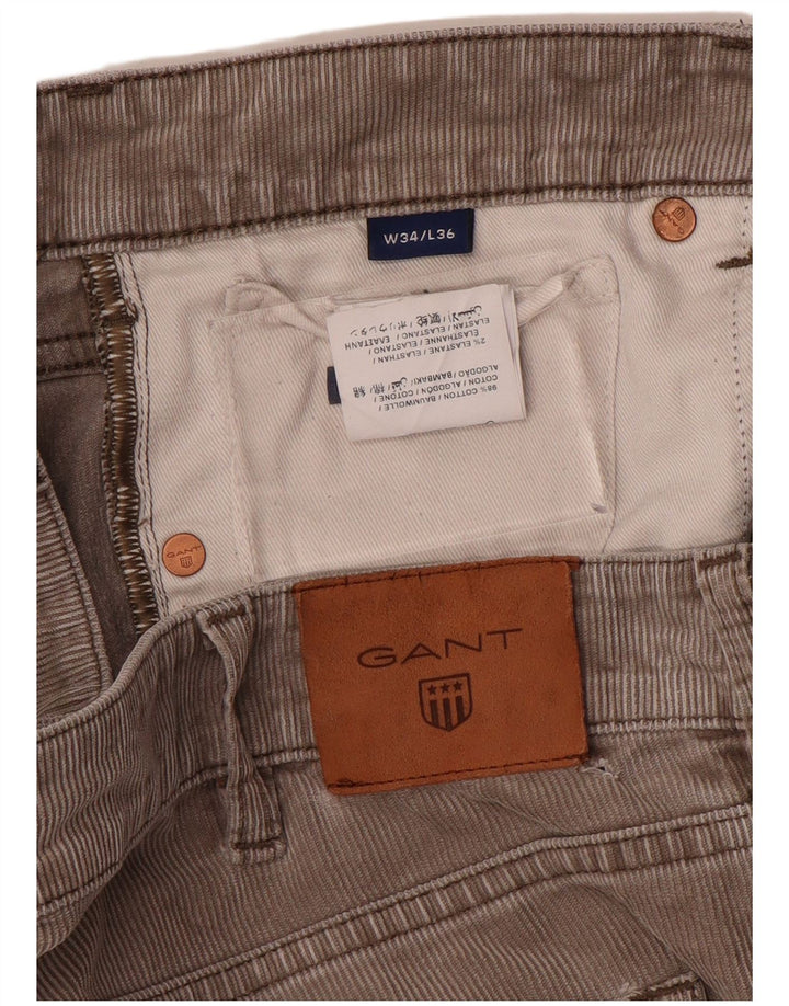 GANT Pantalon slim en velours côtelé pour homme W34 L36 Gris Coton