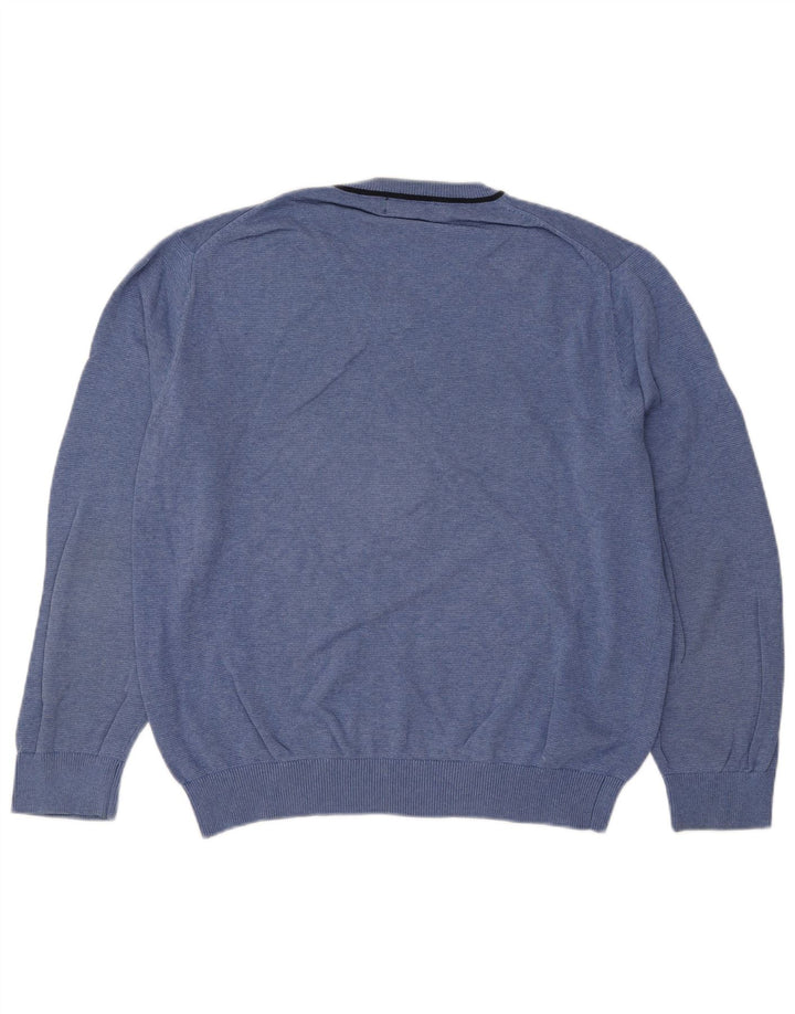 Nautica Pull col V pour homme en coton bleu Taille L