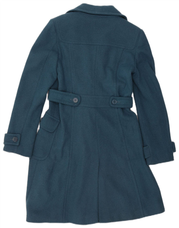 Oasis Manteau Femme UK 10 Petite Laine Bleue