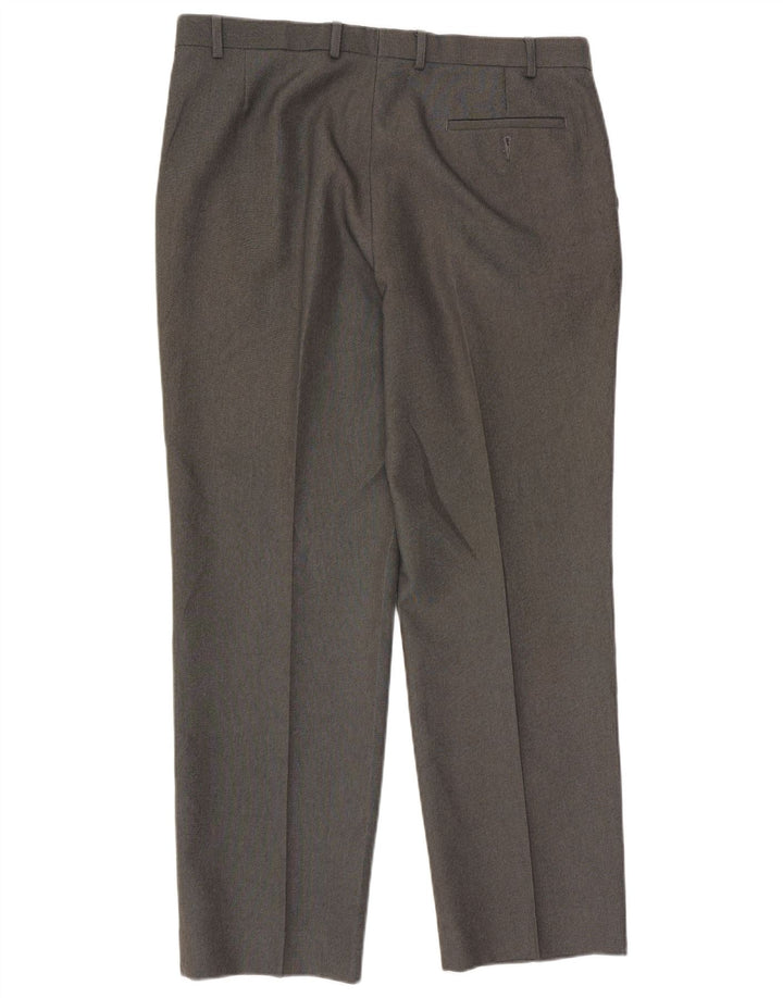 Marks & Spencer Pantalon de Costume Droit Homme W38 L33 Gris Polyester