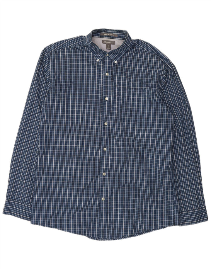 Eddie Bauer Chemise classique pour homme en coton à carreaux bleus