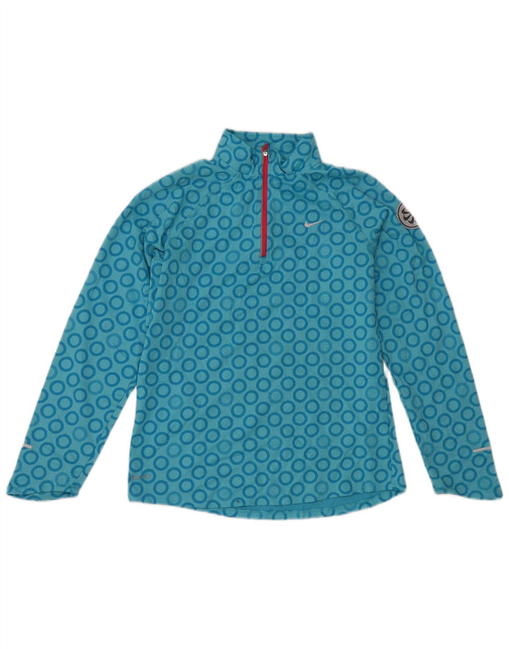 Nike Haut de survêtement à col zippé pour fille 13-14 ans XL Bleu géométrique