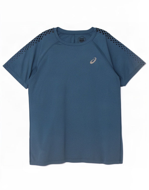 Asics T-Shirt Homme Top XL Bleu Marine Tacheté Polyester