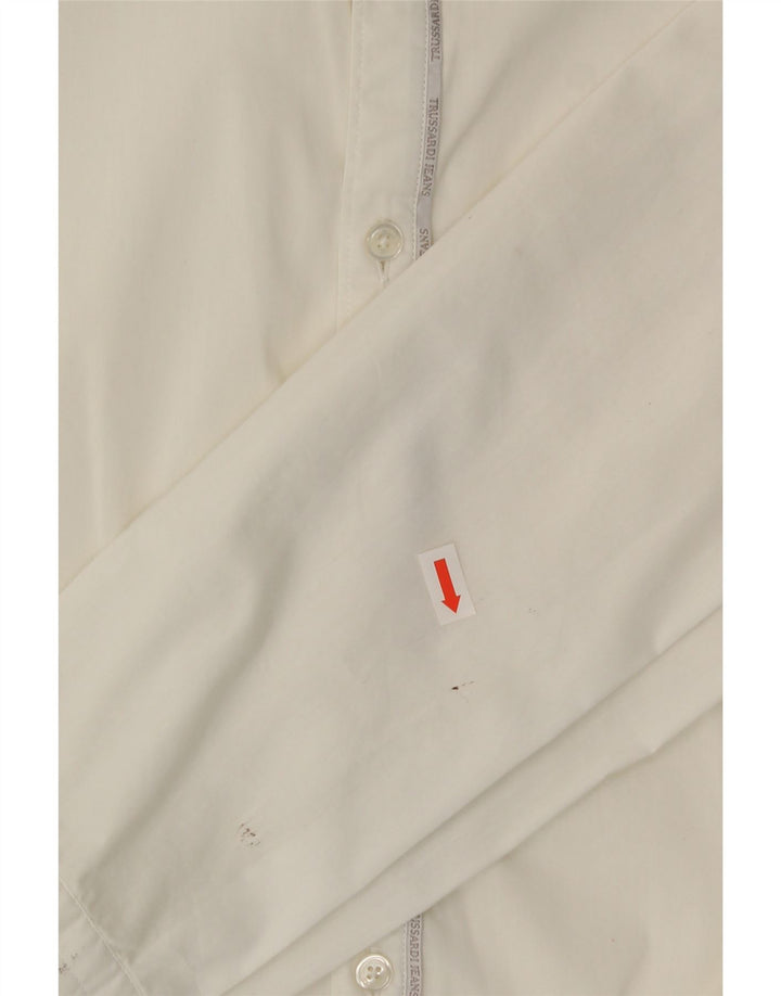 TRUSSARDI JEANS Mens Shirt XL White Vintage Trussardi Jeans and Second-Hand Trussardi Jeans from Messina Hembry 