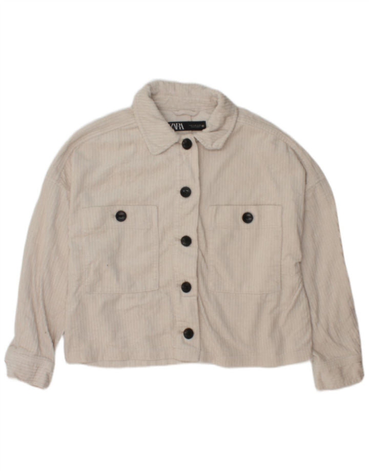 Zara Veste en velours côtelé pour femme UK 14 Coton blanc moyen