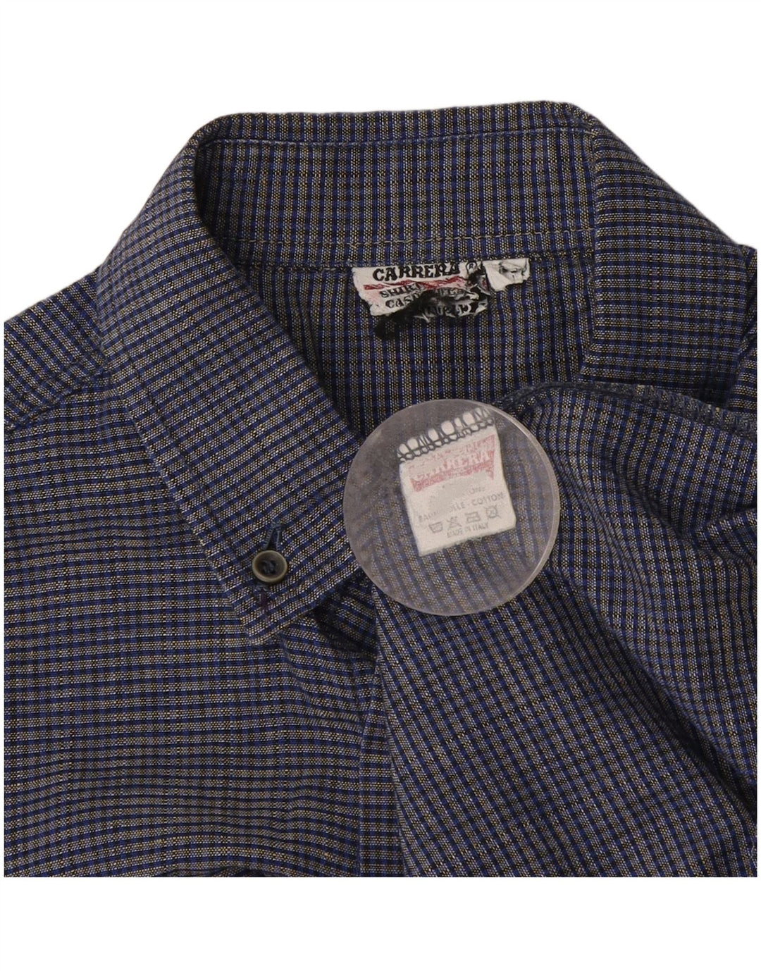 Carrera Chemise à Manches Courtes Homme Bleu Marine Moyen Carreaux Coton