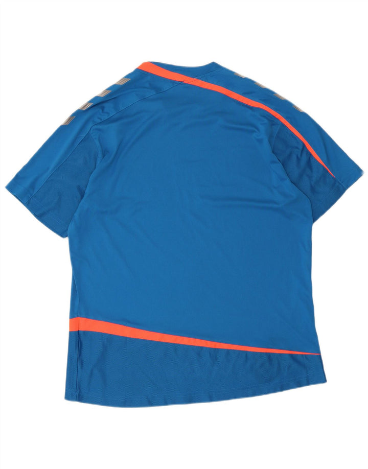Hummel Homme Graphic T-Shirt Top Large Bleu Rayé
