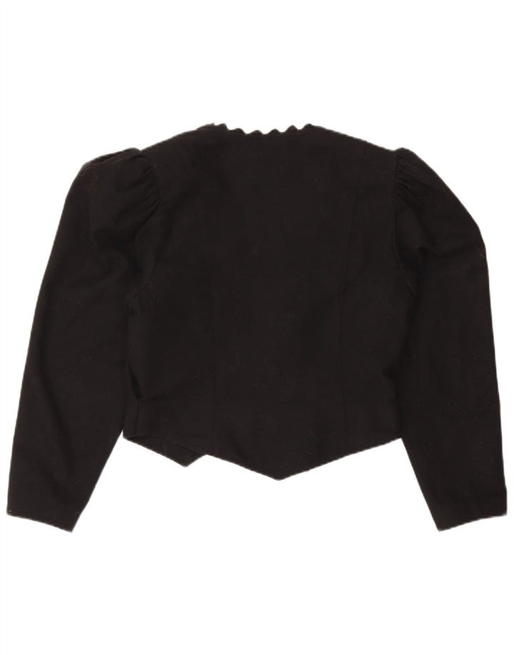 Meico Veste blazer courte à 3 boutons pour femme UK 16 Large Noir Polyester