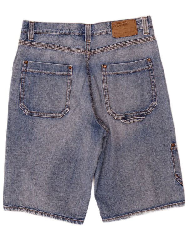 Benetton Short Cargo En Jean W34 Grand Bleu Coton Homme