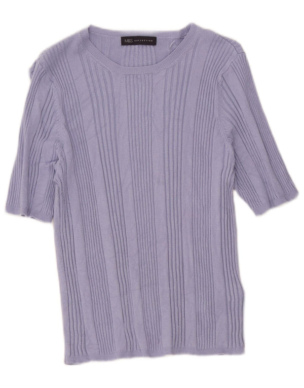 Marks & Spencer T-Shirt Femme Top UK 16 Large Violet Viscose