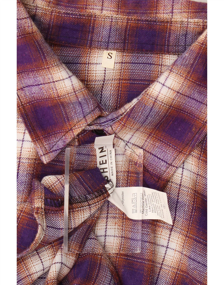 Shein Chemise en flanelle pour homme Petit carreaux violets Polyester