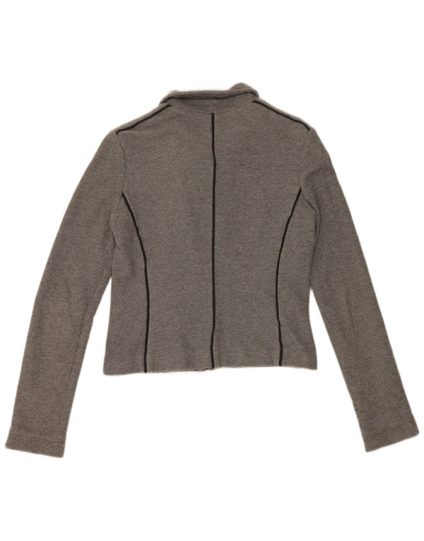 Pinko Womens Crop Bomber Jacket UK 12 Medium Grey Cotton