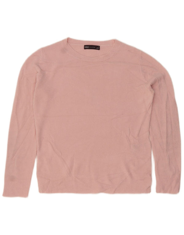 Marks & Spencer Pull ras du cou pour femme UK 10 Petit acrylique rose