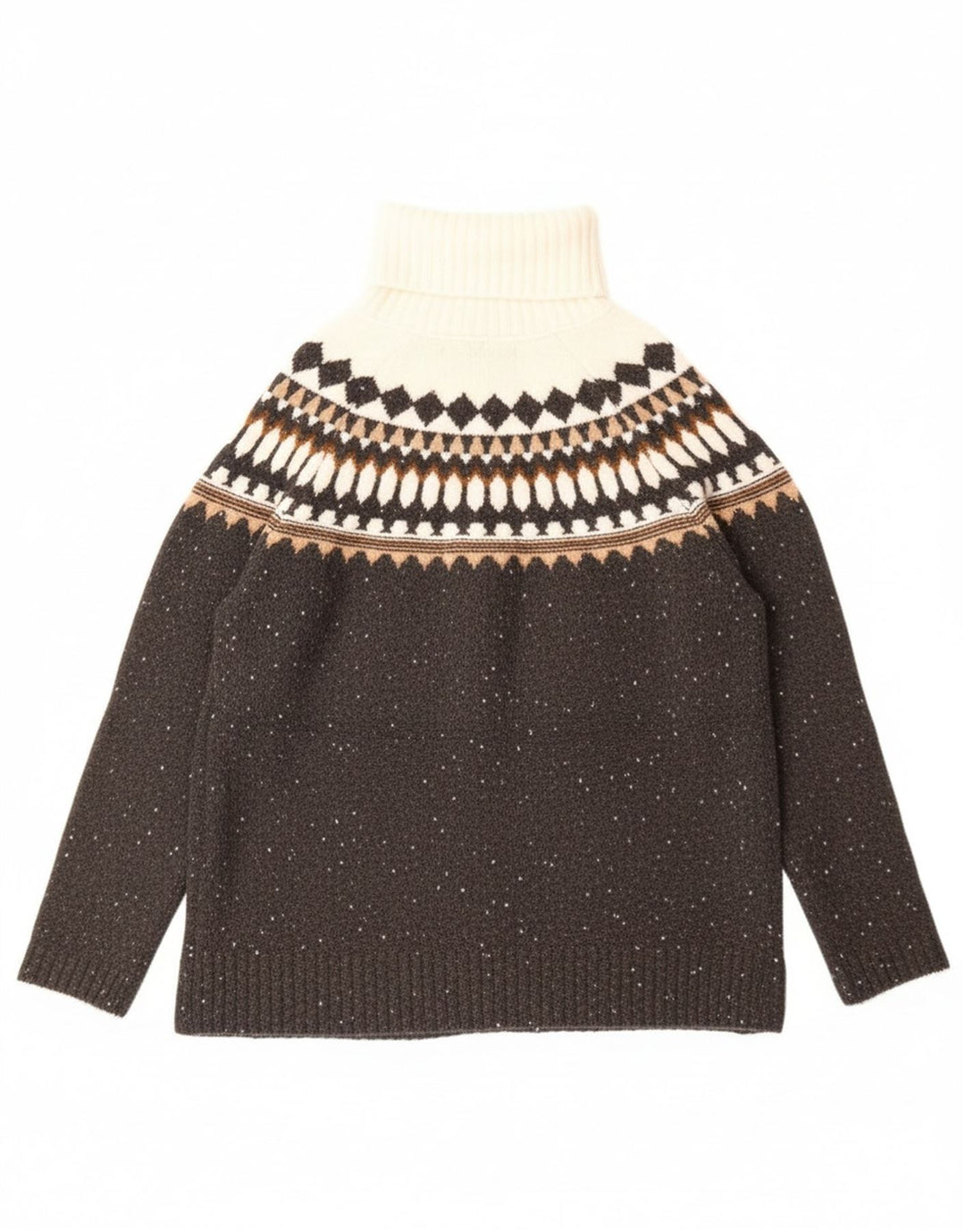 Marks & Spencer Pull col roulé pour femme UK 10 Petit Gris Fair Isle