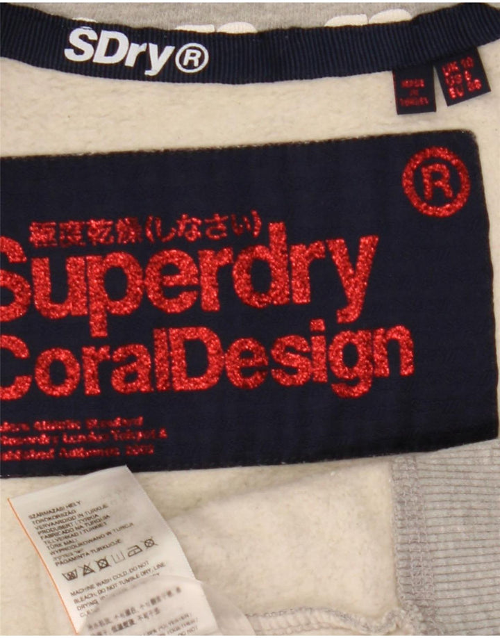 Superdry Veste de survêtement graphique pour femme UK 10 Small Gris Coton