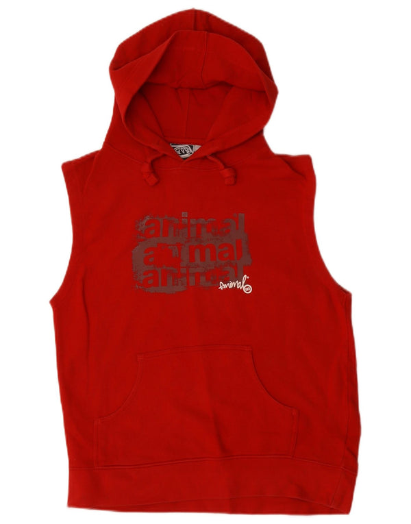 Animal Pull À Capuche Sans Manches Graphique Homme Rouge Moyen Coton