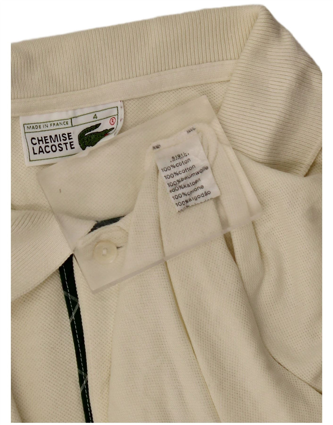 LACOSTE Polo Homme Taille 4 Moyen Blanc Cassé Coton