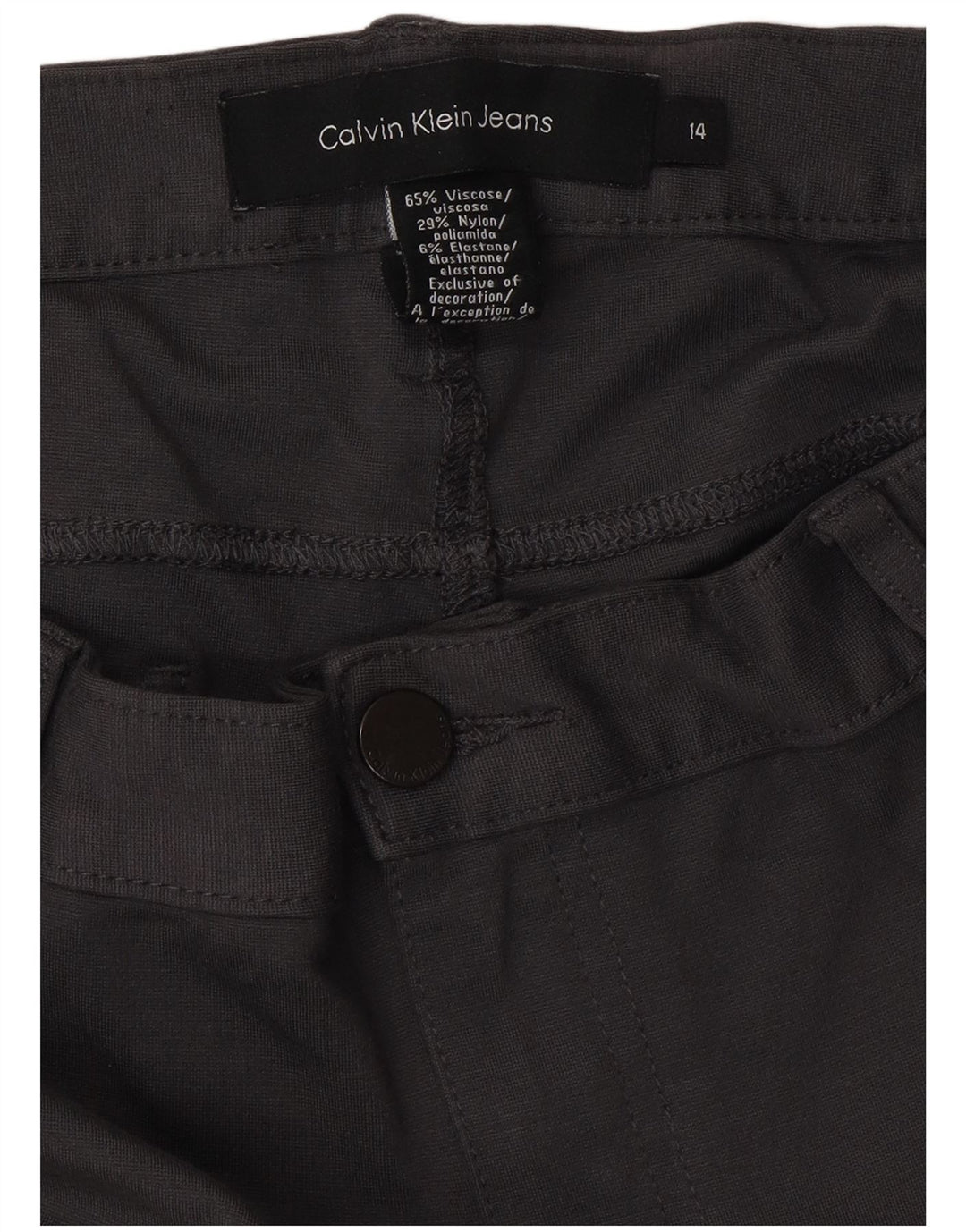 CALVIN KLEIN Pantalon décontracté slim pour femme US 14 XL W34 L32 Gris Viscose