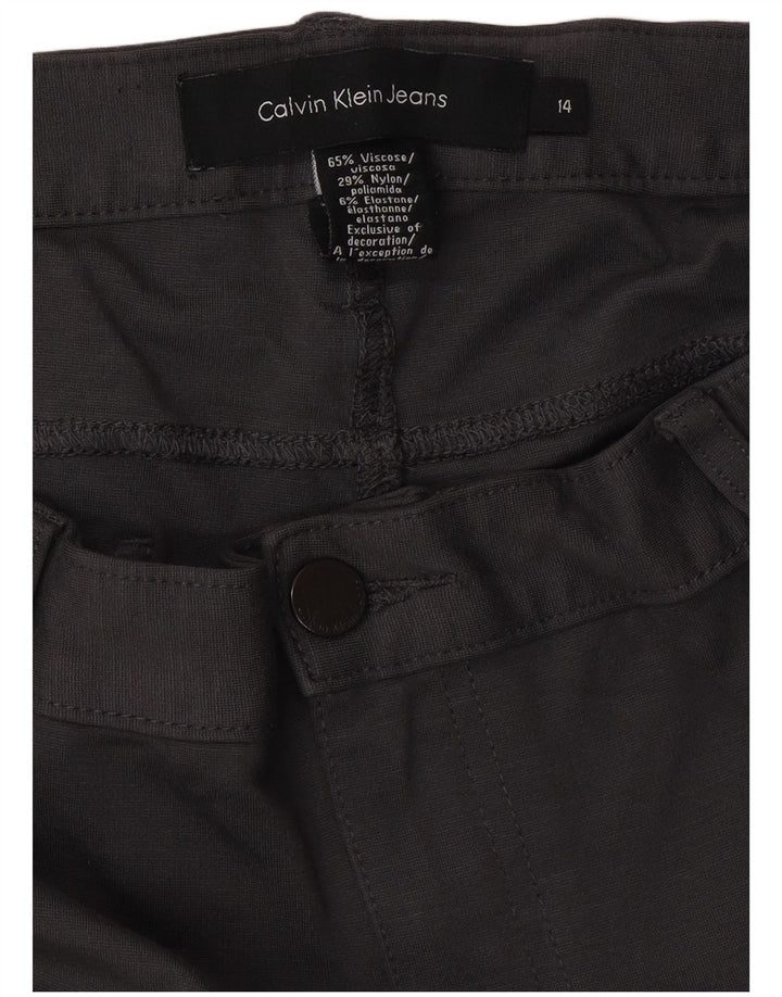 CALVIN KLEIN Pantalon décontracté slim pour femme US 14 XL W34 L32 Gris Viscose