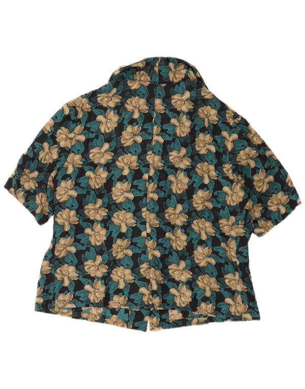 Chemise à manches courtes femme vintage UK 16 Grand Floral multicolore