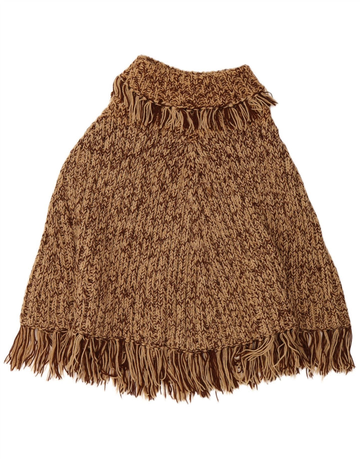 vintage Femmes Poncho Jumper Taille Unique Marron Moucheté