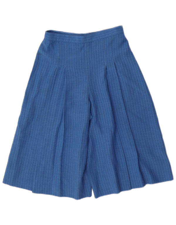 vintage Femme Cullotes Bermuda IT 40 Petit W24 Bleu Pinstripe