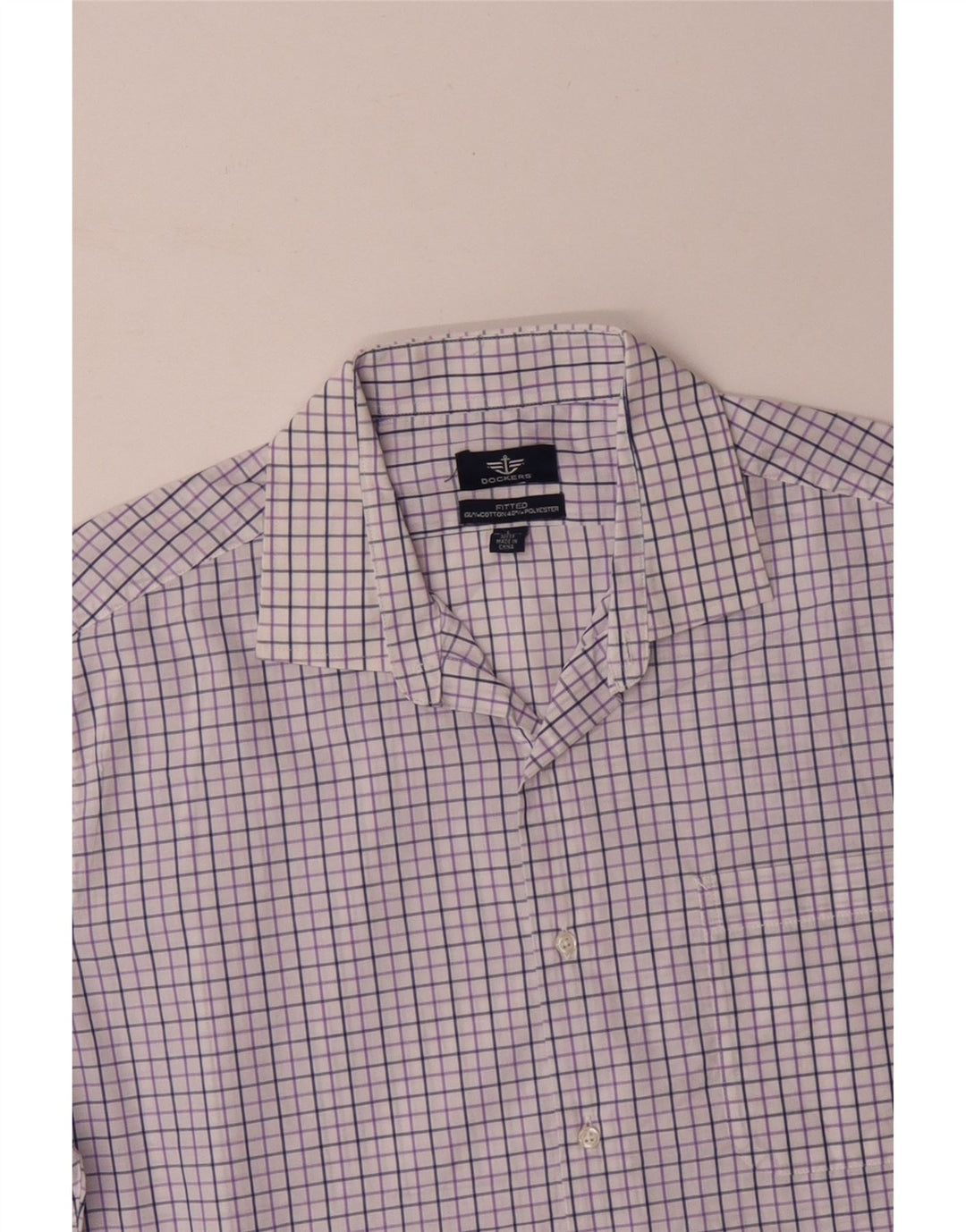 DOCKERS Chemise Homme Taille 16 1/2 Grand Coton à Carreaux Violet