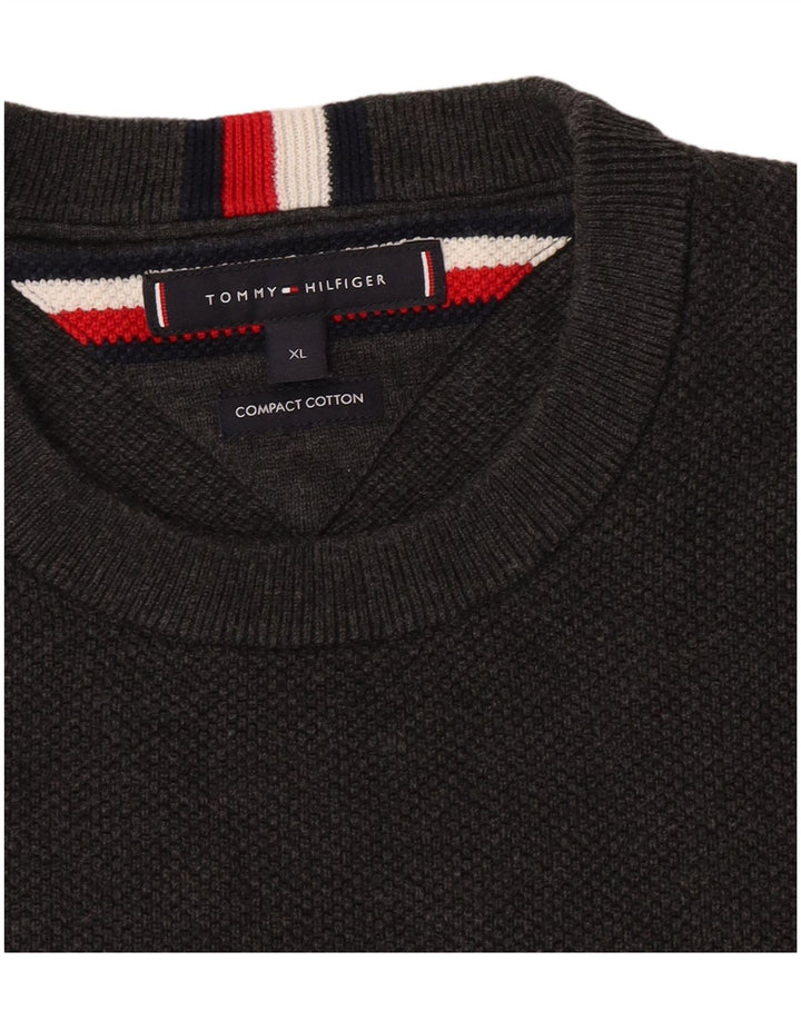 Tommy Hilfiger Pull ras du cou pour homme XL en coton gris