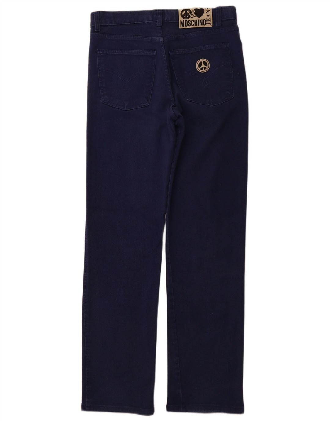 MOSCHINO Jean droit taille haute femme W32 L32 bleu marine coton