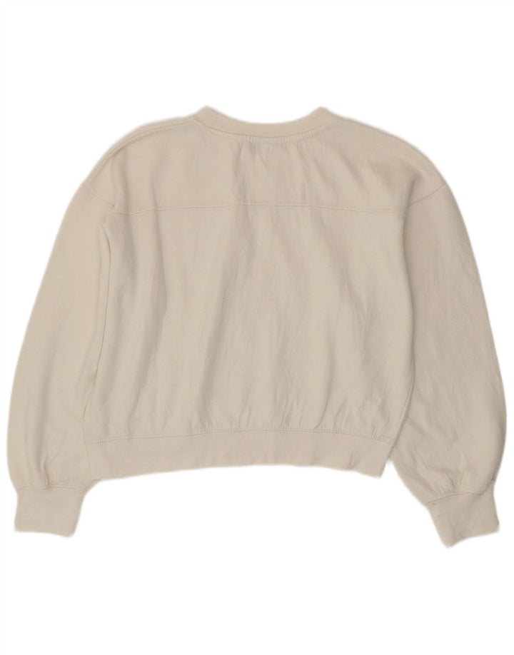 Zara Womens Crop Sweatshirt Jumper UK 14 Moyen Blanc