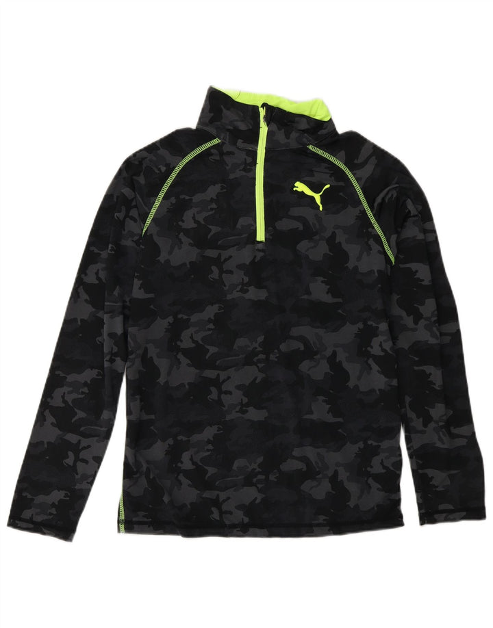 PUMA Haut de survêtement pull-over pour garçon 9-10 ans, camouflage noir moyen
