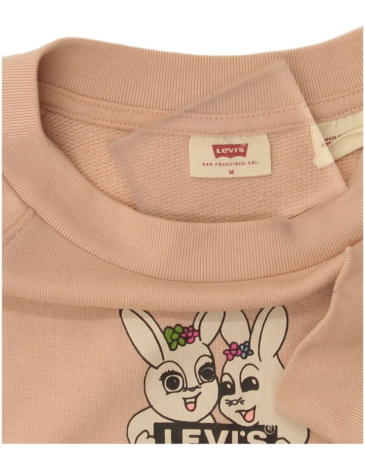 Levi's Sweat-shirt oversize court graphique pour femme UK 14 Rose moyen