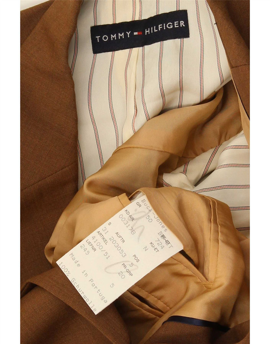 Tommy Hilfiger Veste blazer à 3 boutons pour homme IT 50 Large laine beige