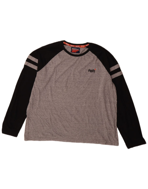 Superdry Haut à manches longues pour homme en coton color block gris 3XL