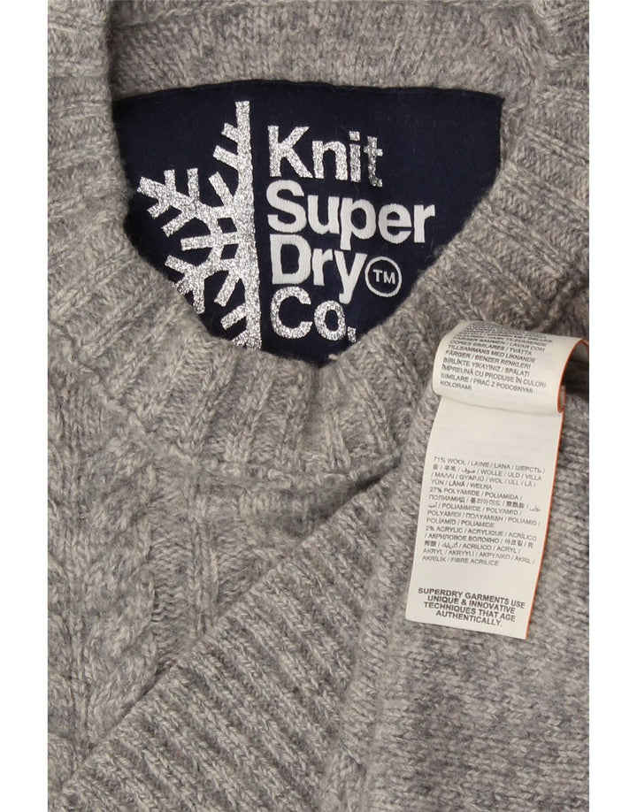 Superdry Pull ras du cou pour femme UK 10 Small Gris Laine